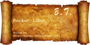 Becker Tibor névjegykártya